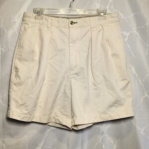 Tommy Hilfiger Chino Shorts Men's 30 (S) Ivory‎ Pleated 100% Cotton Pocket Logo